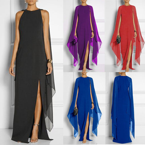 Chiffon Stitching Maxi Evening Dress - ROUTINE FASHION